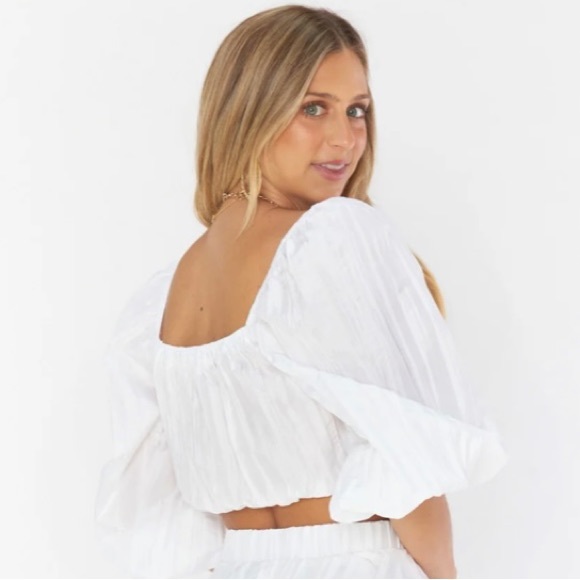 White crinkle crop top - Picture 3 of 3